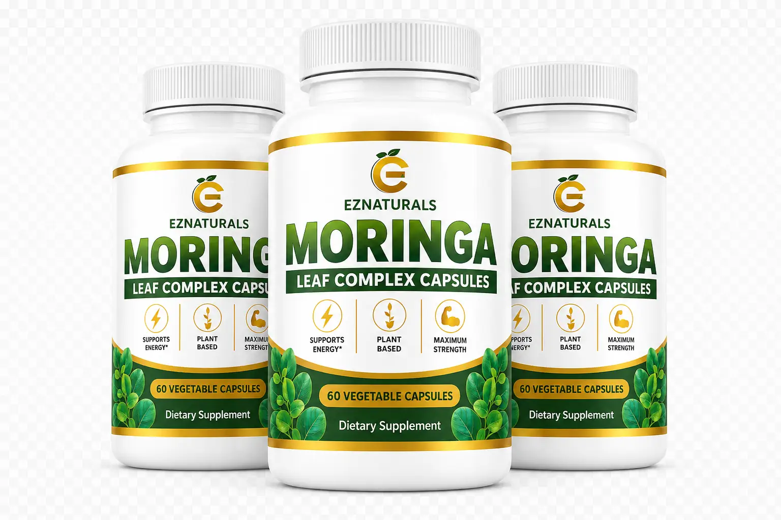 Moringa Leaf Complex supplement bottles
